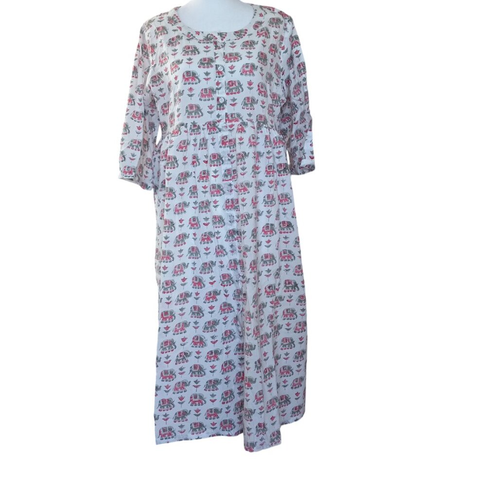 Pinkshink cotton elephant print Indian/Pakistani kurta with pants size XL